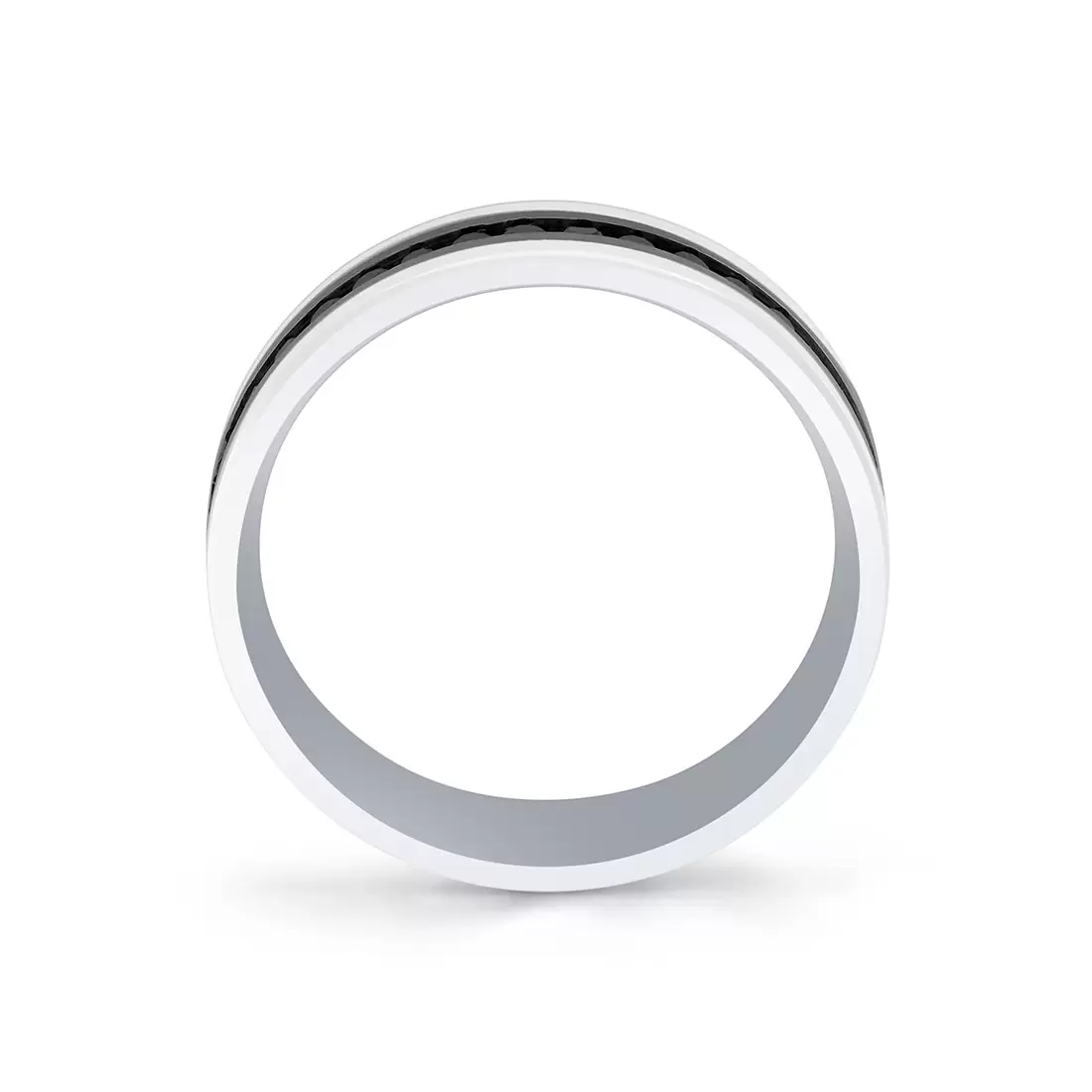 Grey Gold/White Gold Heritage Two Tone Brushed Men's Band with Black Diamonds - Nathan