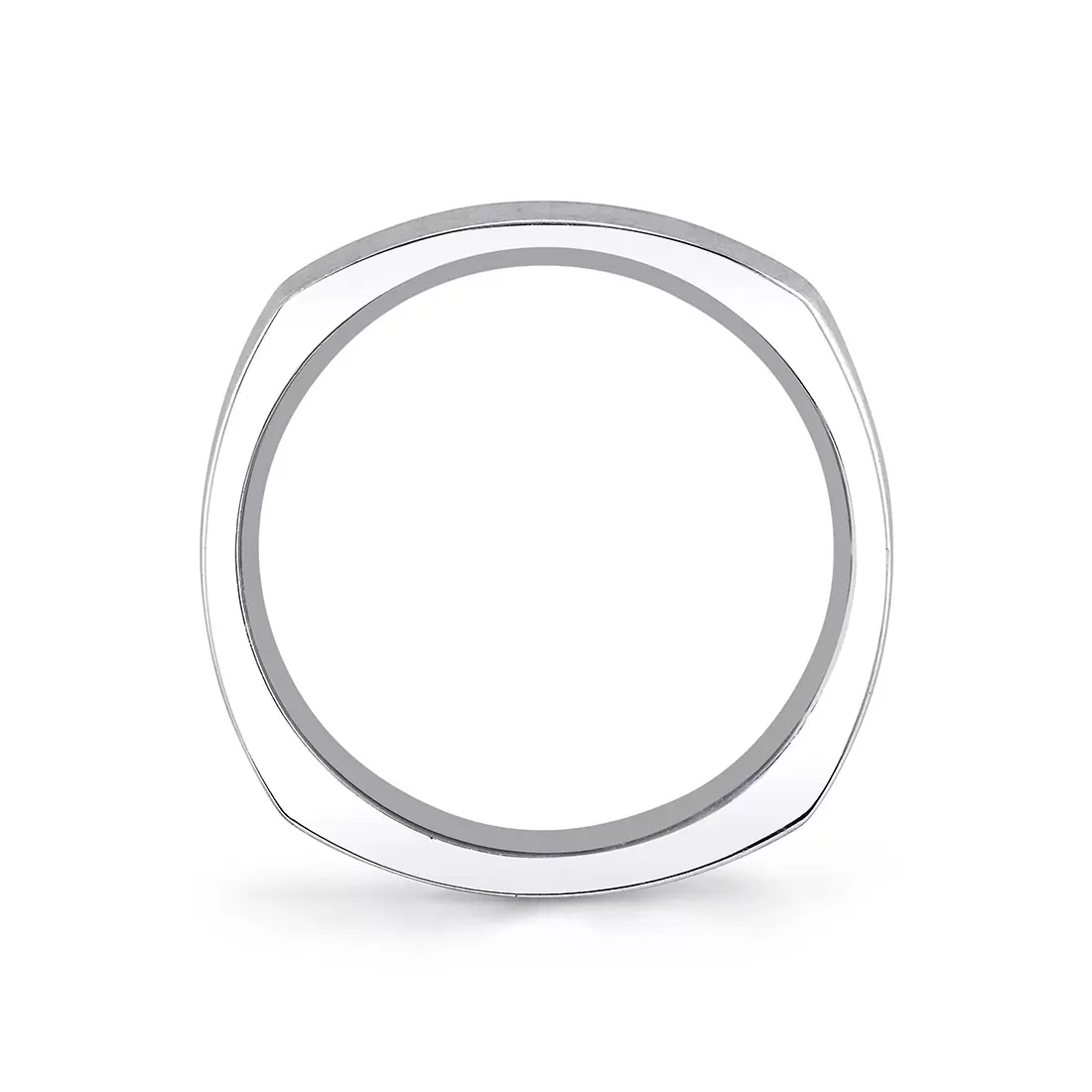 White Gold Heritage Brushed Squared Men's Band - Enzo