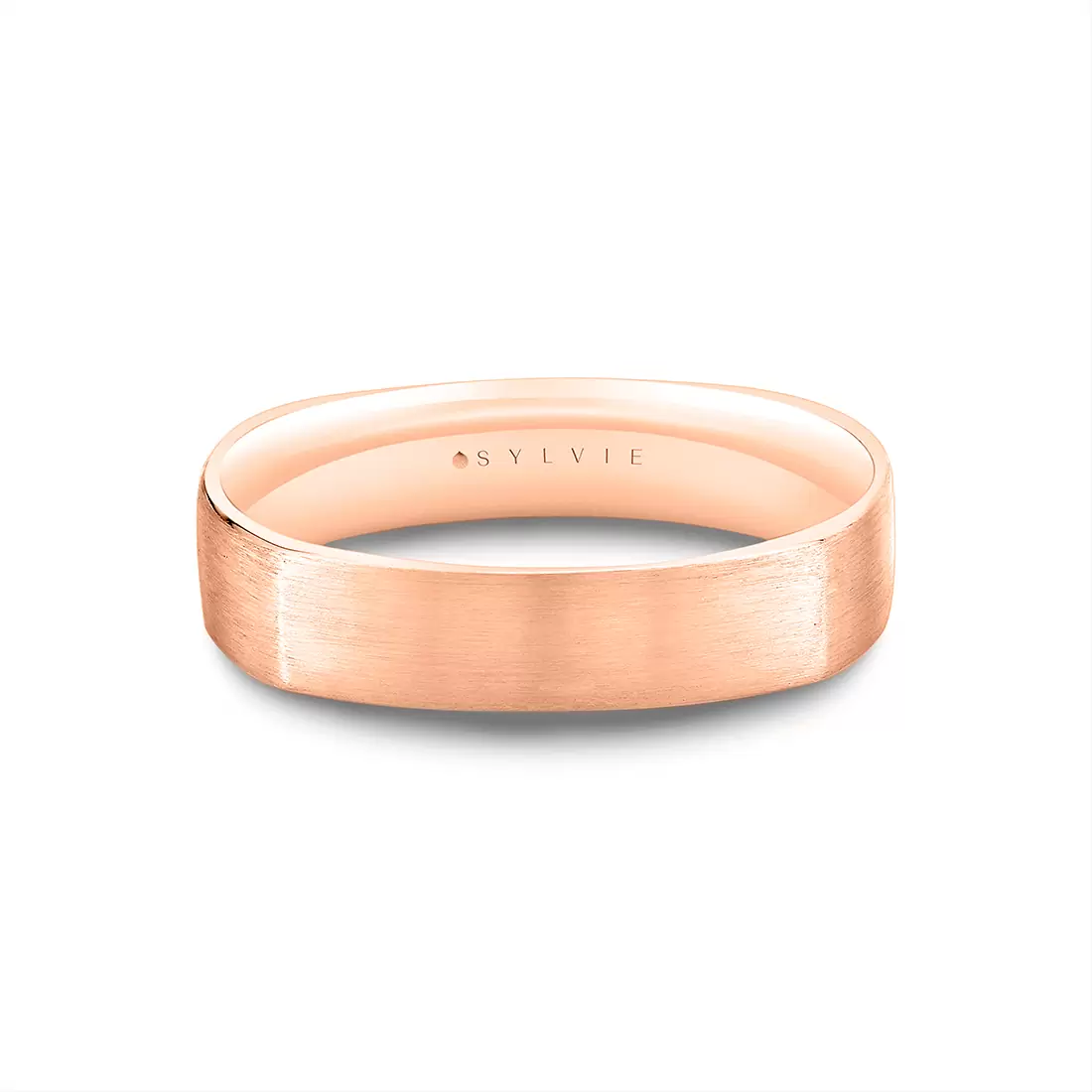 White Gold Heritage Brushed Squared Men's Band - Enzo