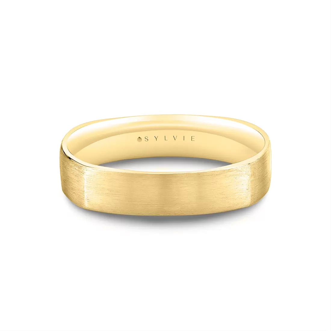 White Gold Heritage Brushed Squared Men's Band - Enzo