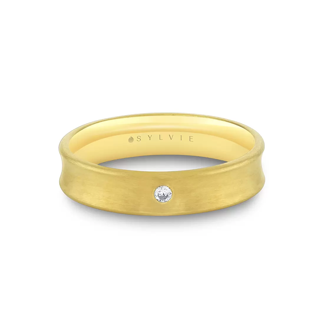 Yellow Gold Heritage Brushed Men's Band with Diamond Accent - Philip