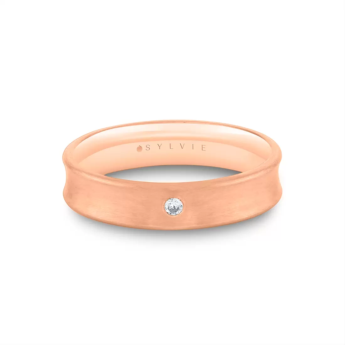 Yellow Gold Heritage Brushed Men's Band with Diamond Accent - Philip