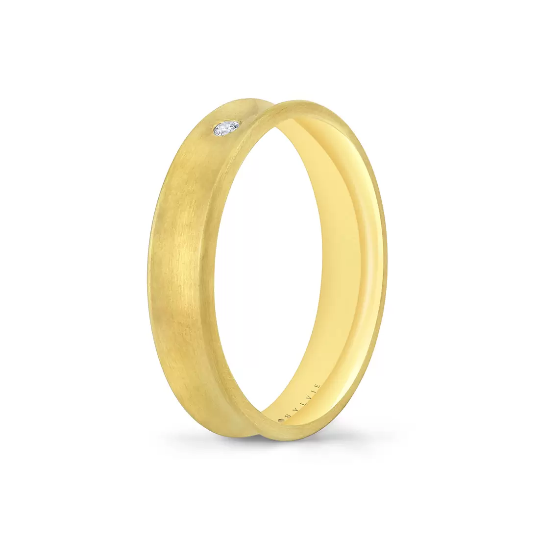 Yellow Gold Heritage Brushed Men's Band with Diamond Accent - Philip