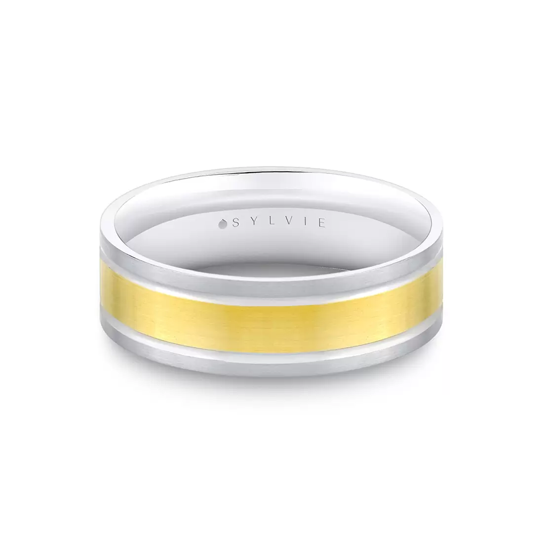 White Gold/Yellow Gold Heritage Two Tone Brushed Men's Band - Sullivan