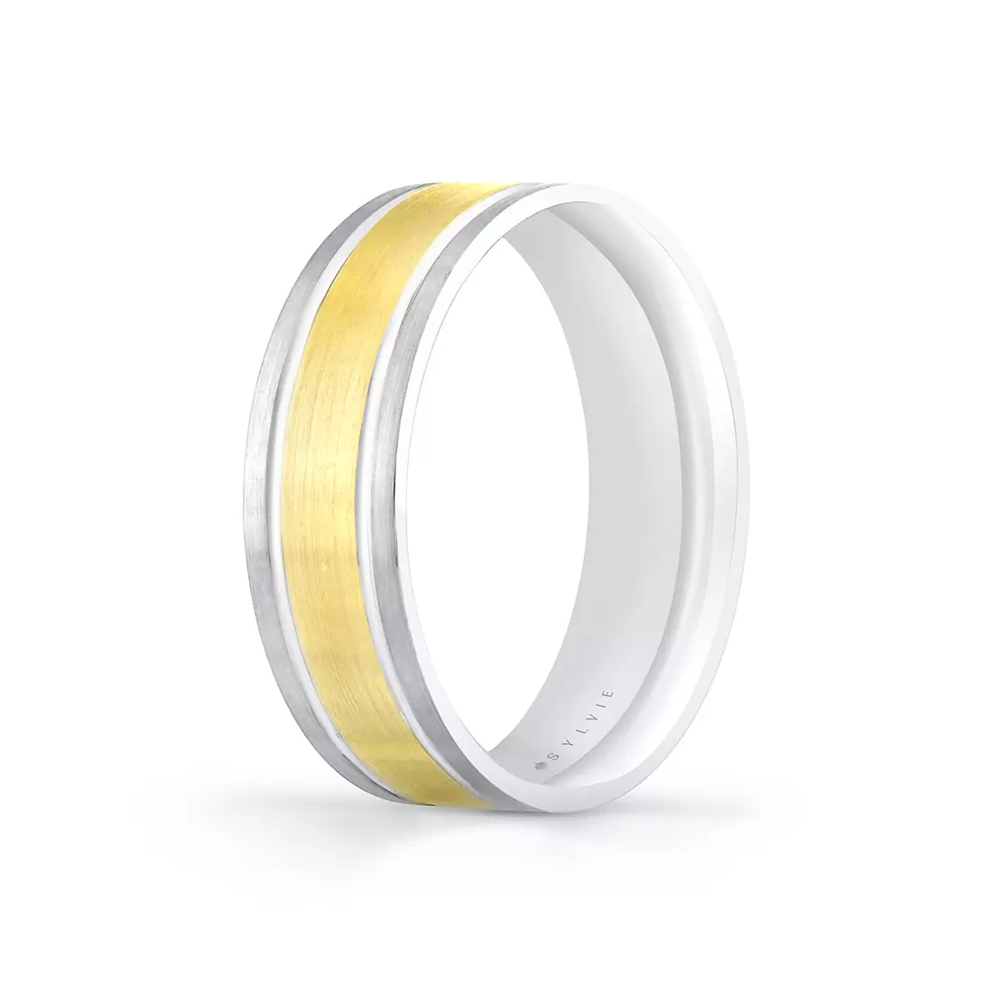 White Gold/Yellow Gold Heritage Two Tone Brushed Men's Band - Sullivan
