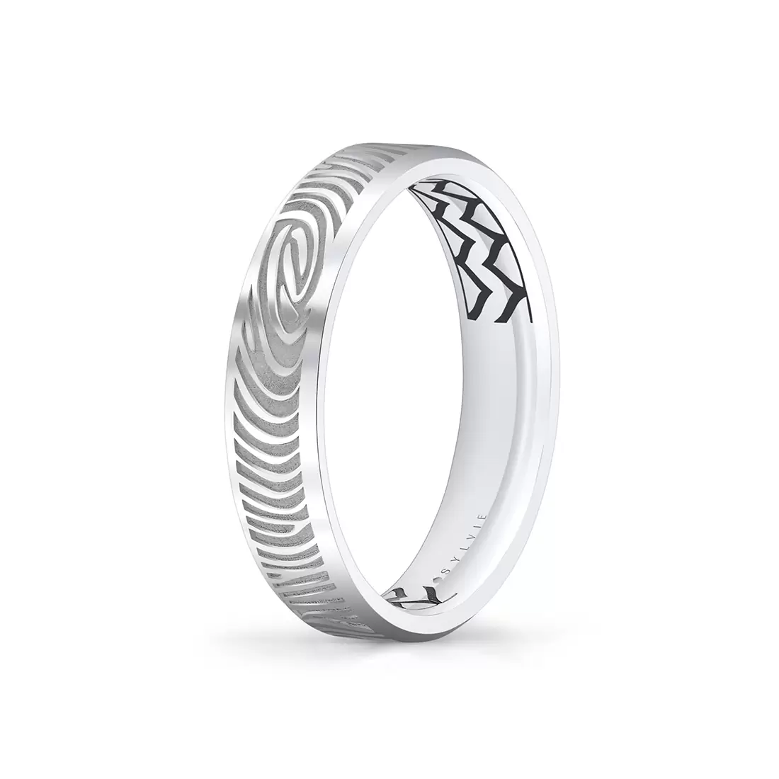 White Gold Shell Ascend Two Tone Fingerprint Men's Band - Montgomery