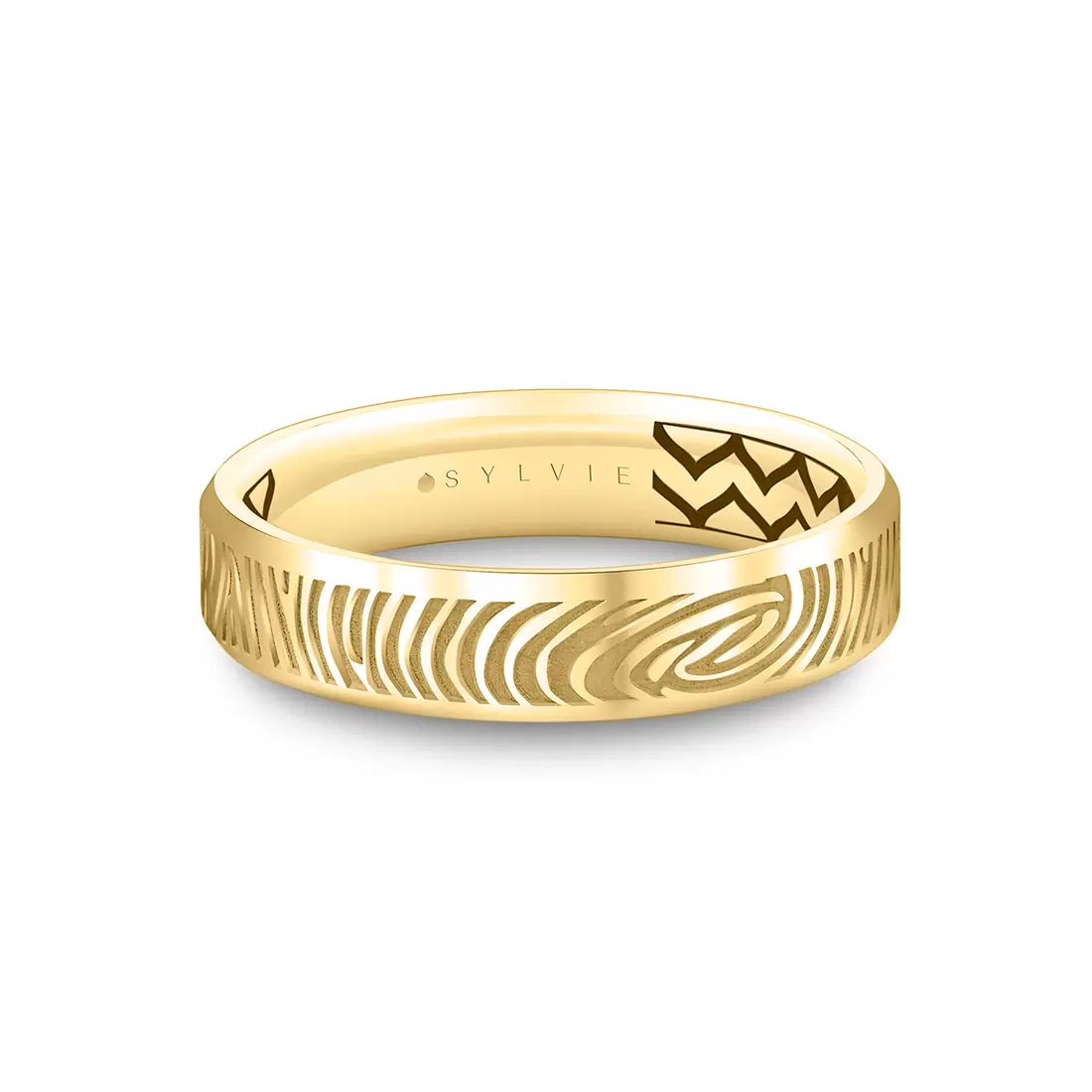 White Gold Shell Ascend Two Tone Fingerprint Men's Band - Montgomery