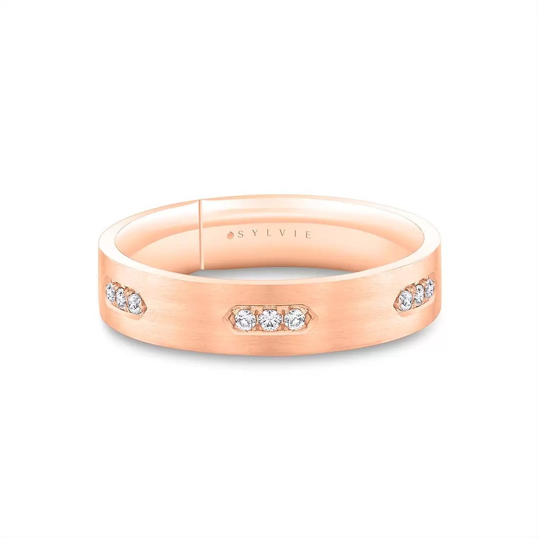 White Gold Legacy Brushed Diamond Men's Band - Milo