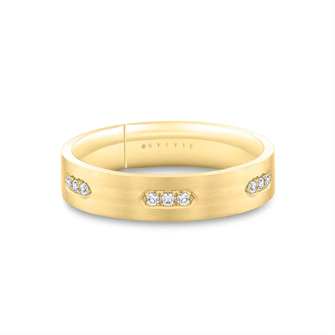 White Gold Legacy Brushed Diamond Men's Band - Milo
