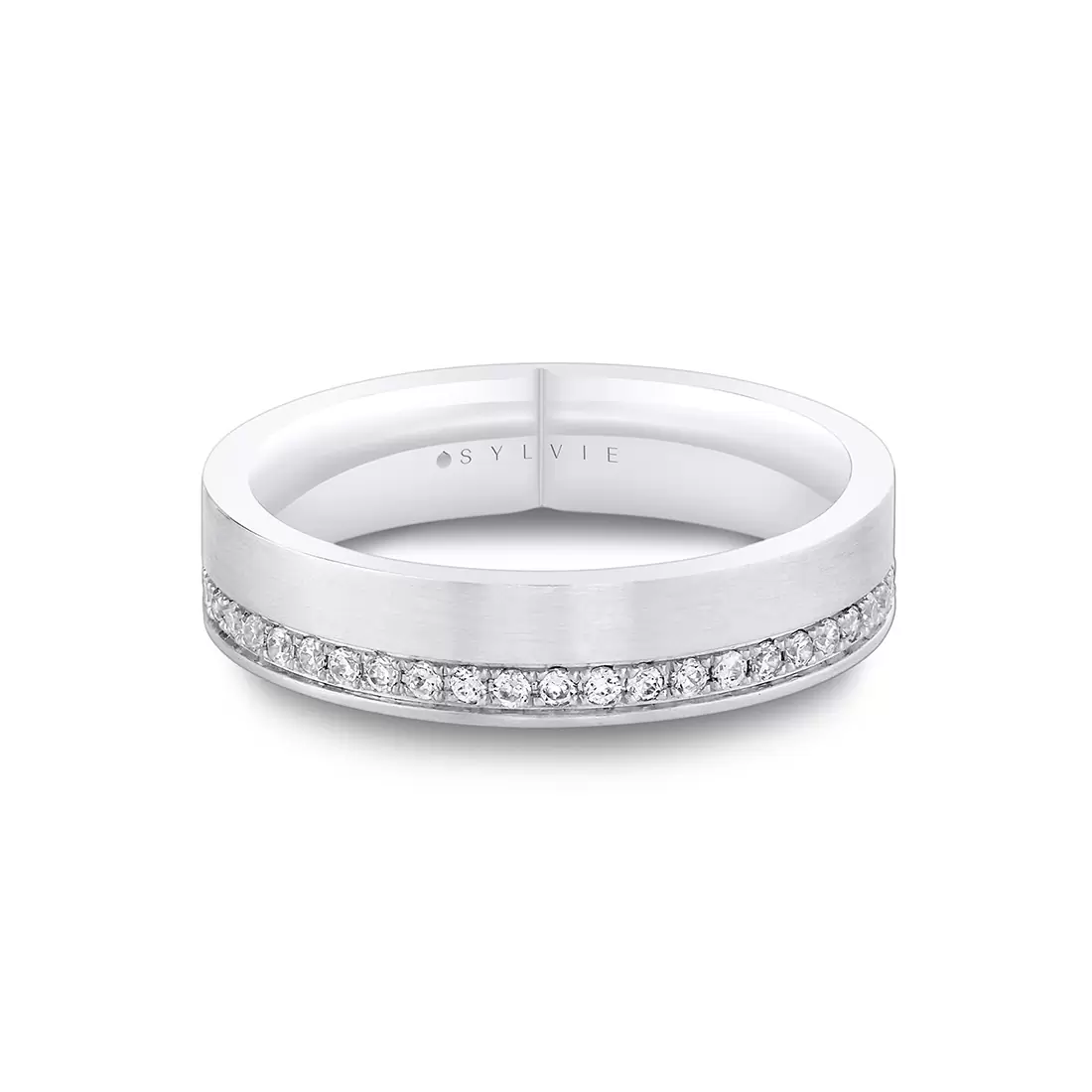White Gold Legacy Brushed Diamond Men's Band - Ryder