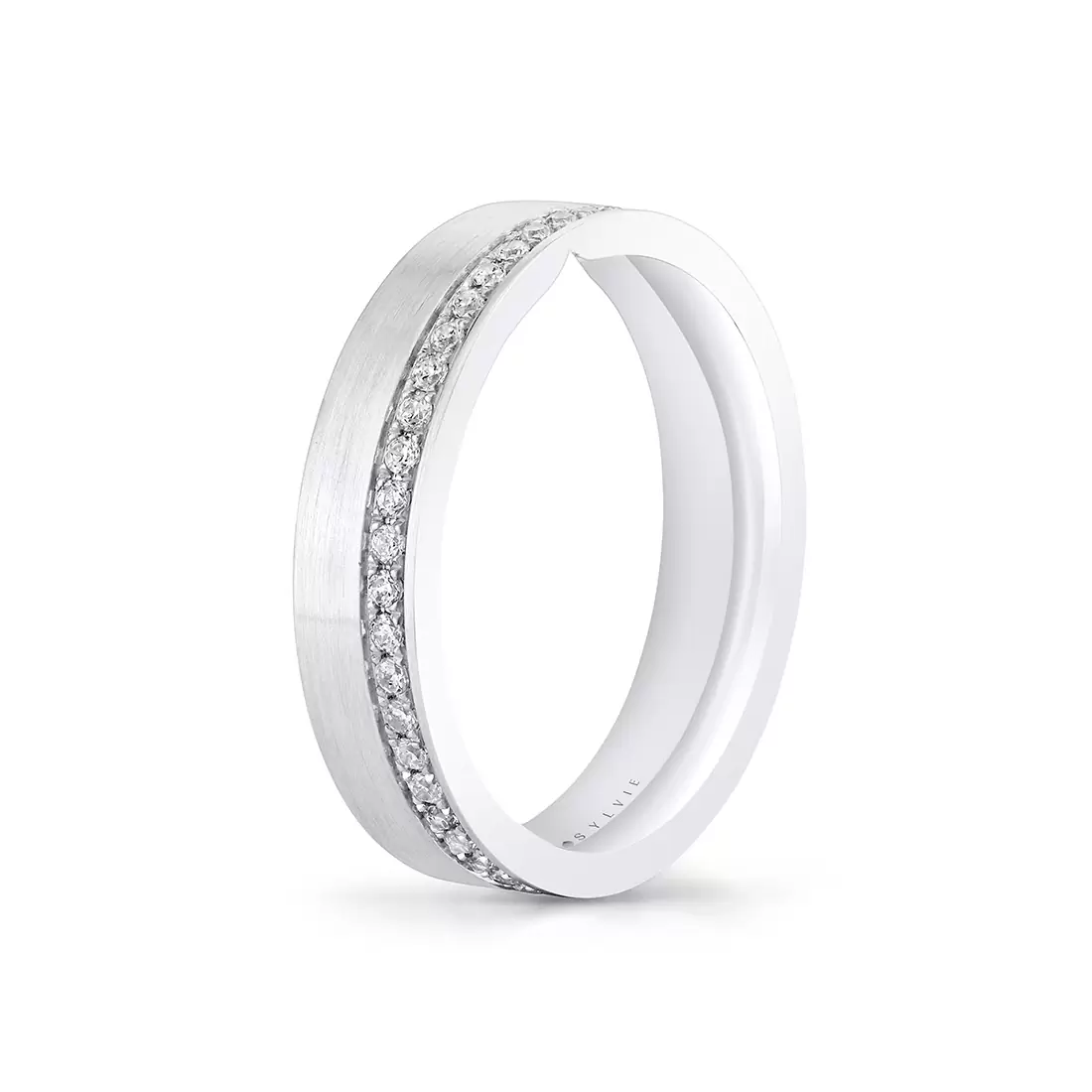 White Gold Legacy Brushed Diamond Men's Band - Ryder
