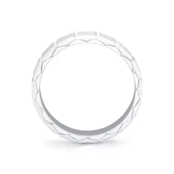 White Gold Fluted Shell Geometric Brushed Men’s Band - Benedict