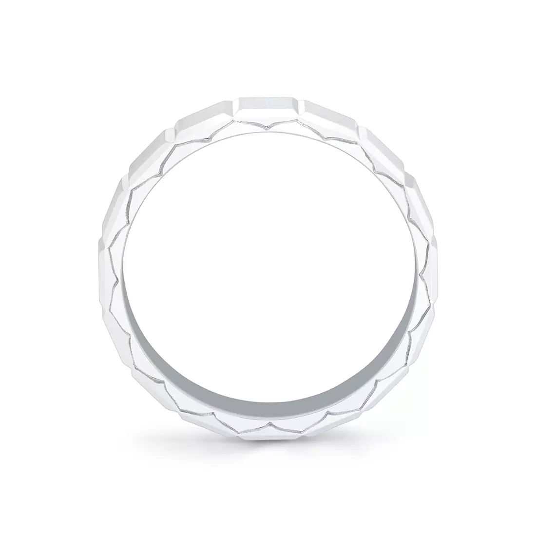 White Gold Fluted Shell Geometric Brushed Men's Band - Benedict