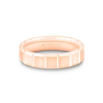 White Gold Fluted Shell Geometric Brushed Men’s Band - Benedict