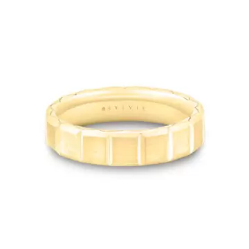 White Gold Fluted Shell Geometric Brushed Men’s Band - Benedict