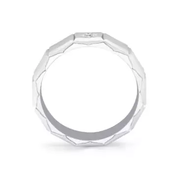 White Gold Fluted Shell Geometric Brushed Men’s Band - Charles