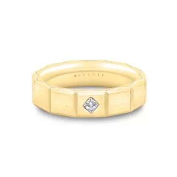 White Gold Fluted Shell Geometric Brushed Men’s Band - Charles