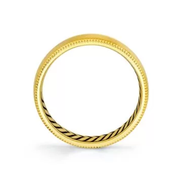 Yellow Gold Shell Apex Brushed Men’s Band with Milgrain Detailing - Edward