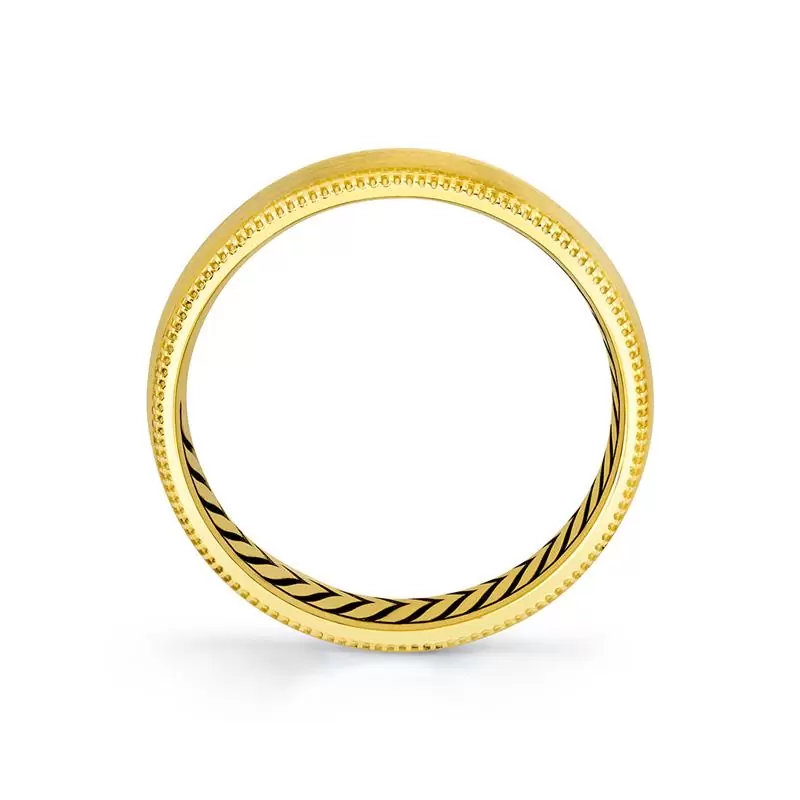 Yellow Gold Shell Apex Brushed Men's Band with Milgrain Detailing - Edward