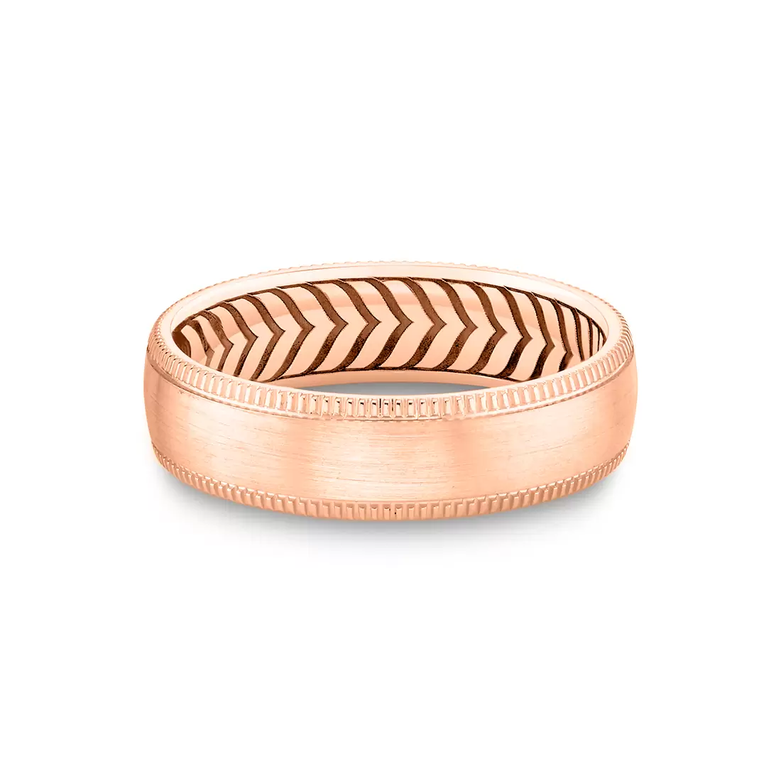 Yellow Gold Shell Apex Brushed Men's Band with Milgrain Detailing - Edward
