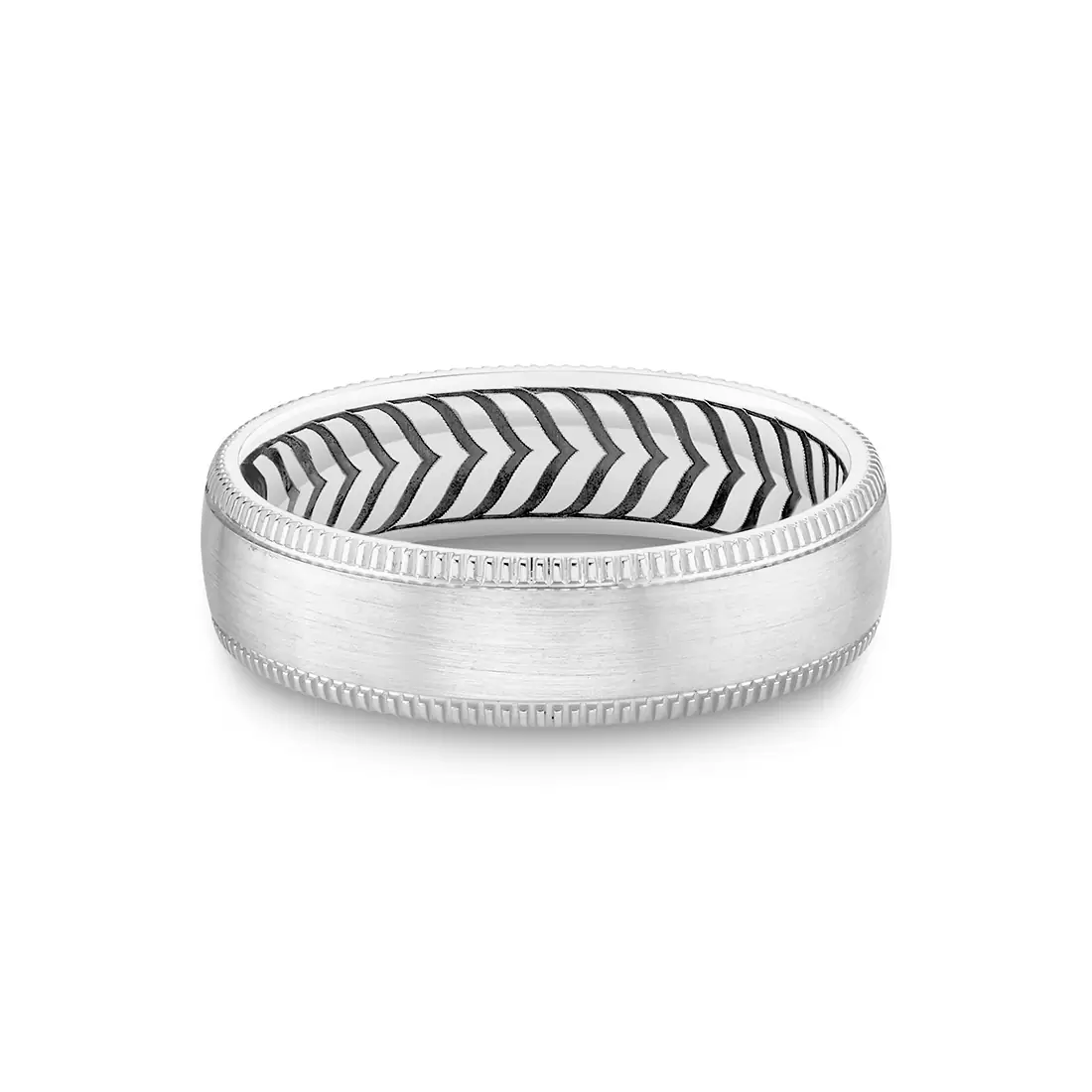 Yellow Gold Shell Apex Brushed Men's Band with Milgrain Detailing - Edward