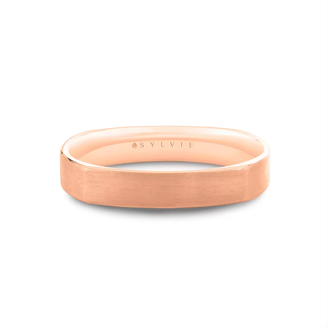 Yellow Gold Heritage Brushed Squared Men's Band - Adam