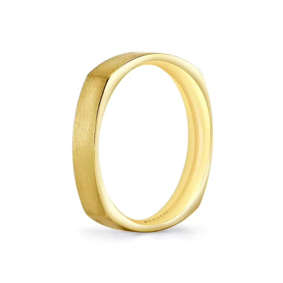 Yellow Gold Heritage Brushed Squared Men's Band - Adam