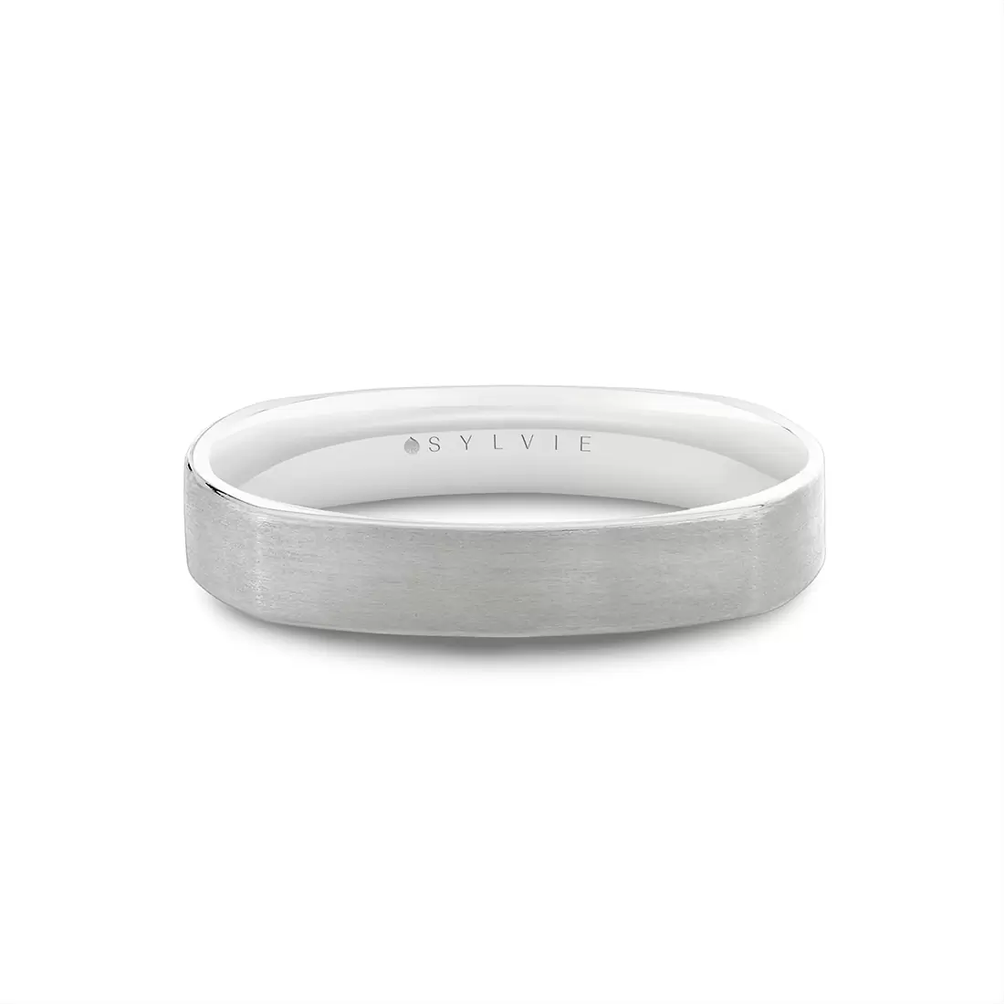 Yellow Gold Heritage Brushed Squared Men's Band - Adam