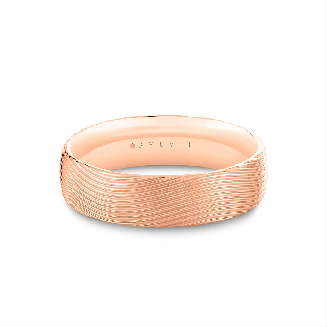 Yellow Gold Heritage Textured Brushed Men's Band - Victor
