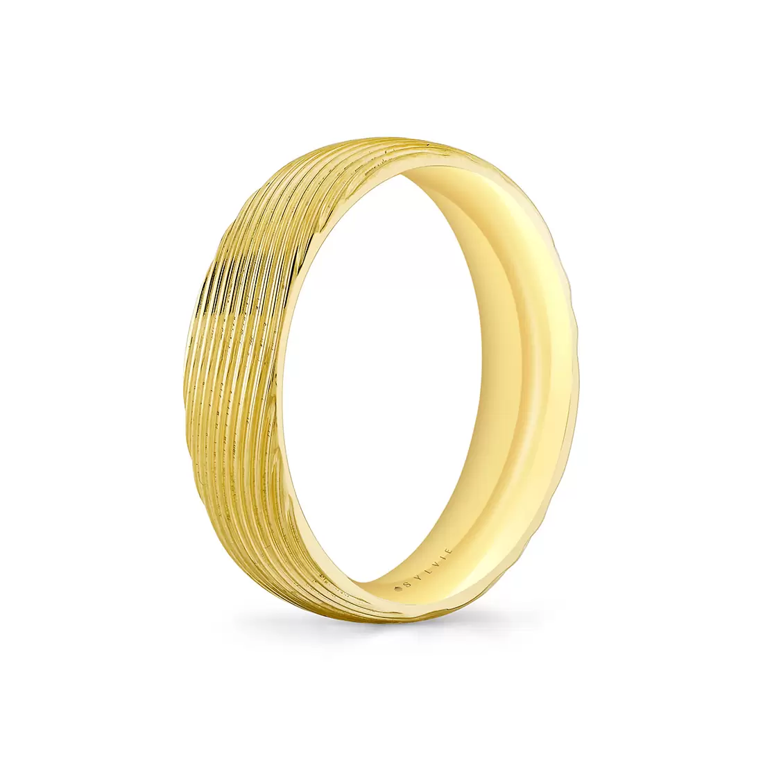 Yellow Gold Heritage Textured Brushed Men's Band - Victor
