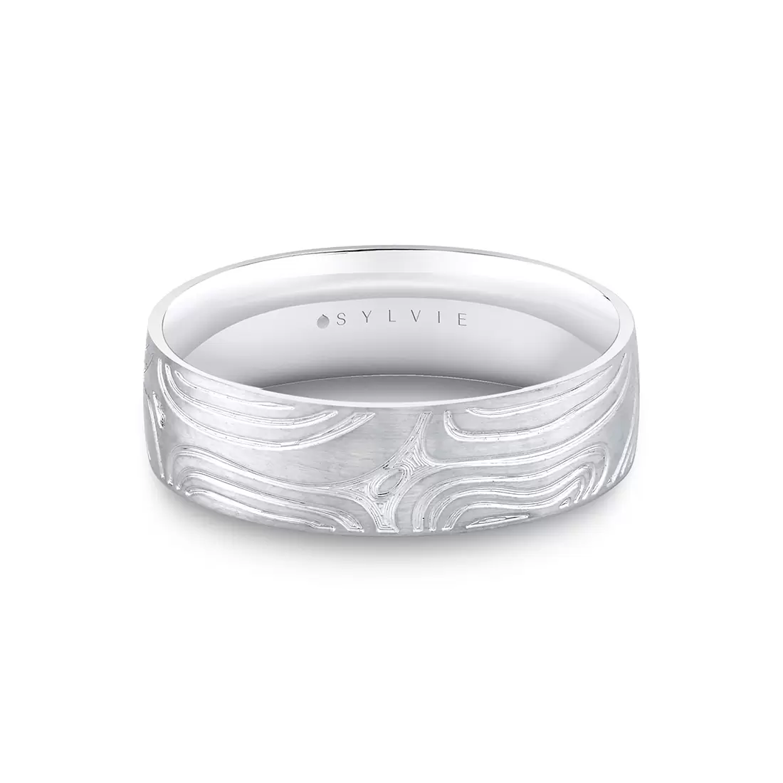 White Gold Heritage Arbor Textured Men's Band - Walt