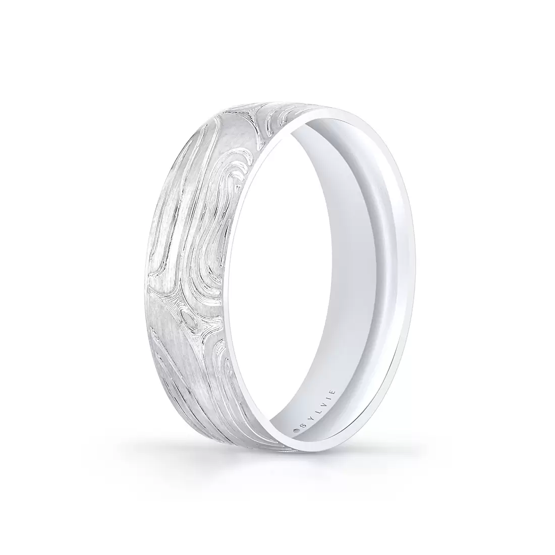 White Gold Heritage Arbor Textured Men's Band - Walt