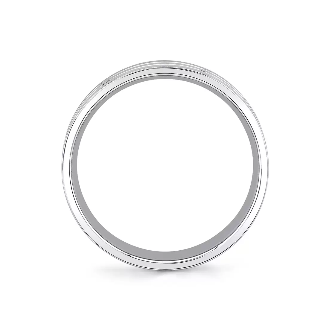 White Gold Heritage Brushed Grooved Men's Band - Declan
