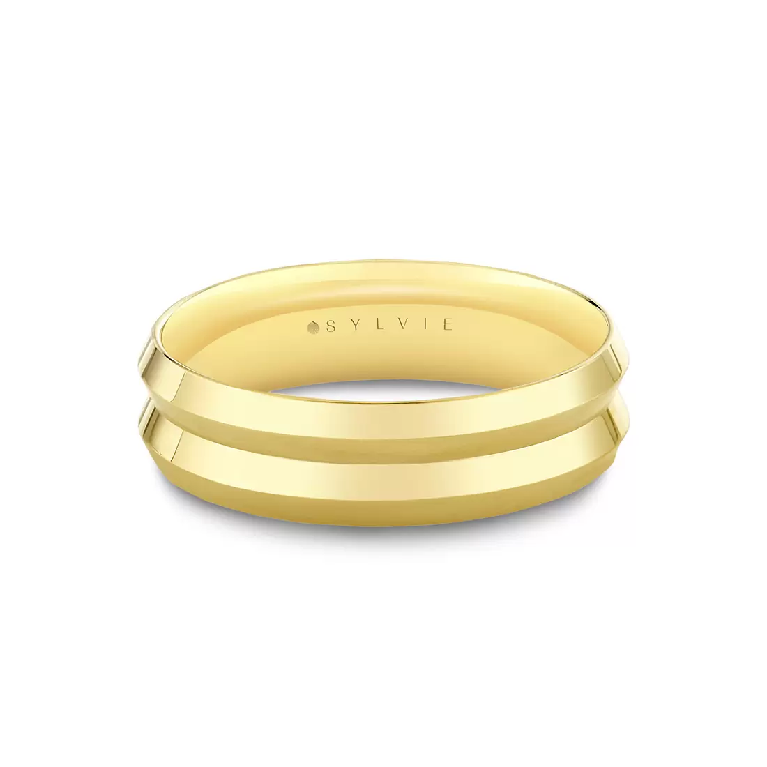 Yellow Gold Heritage Contoured Polished Men's Band - Emmett