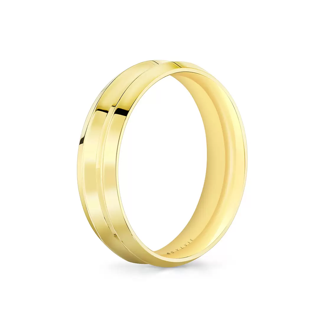 Yellow Gold Heritage Contoured Polished Men's Band - Emmett