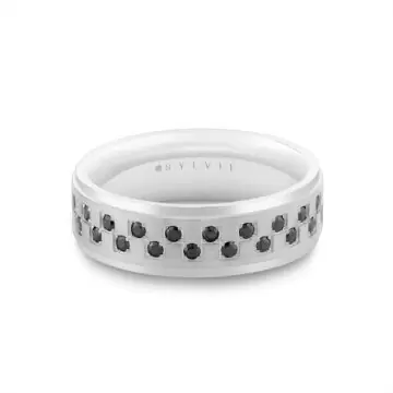 Yellow Gold Heritage Brushed Black Diamond Men’s Band - Beau