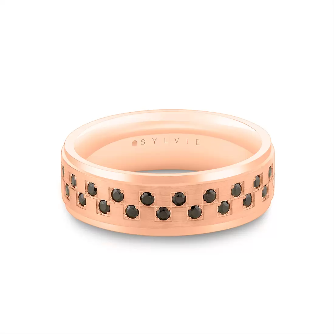 Yellow Gold Heritage Brushed Black Diamond Men's Band - Beau