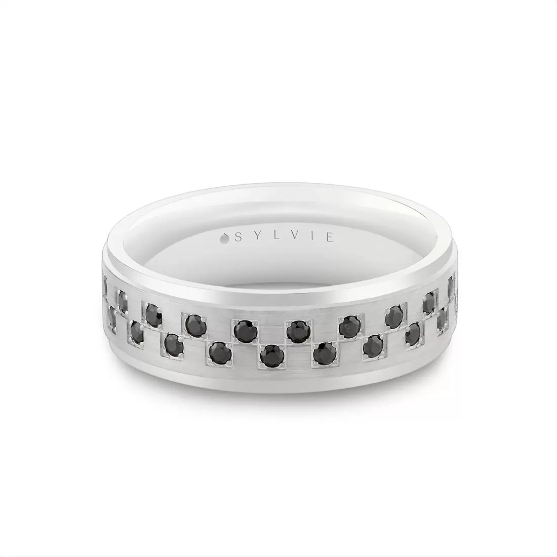 Yellow Gold Heritage Brushed Black Diamond Men's Band - Beau