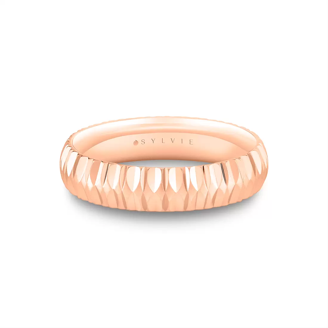 White Gold Heritage Textured Men's Band - Callum