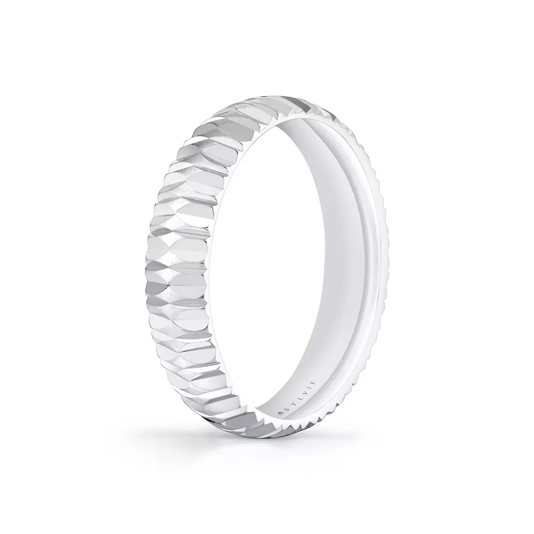 White Gold Heritage Textured Men's Band - Callum