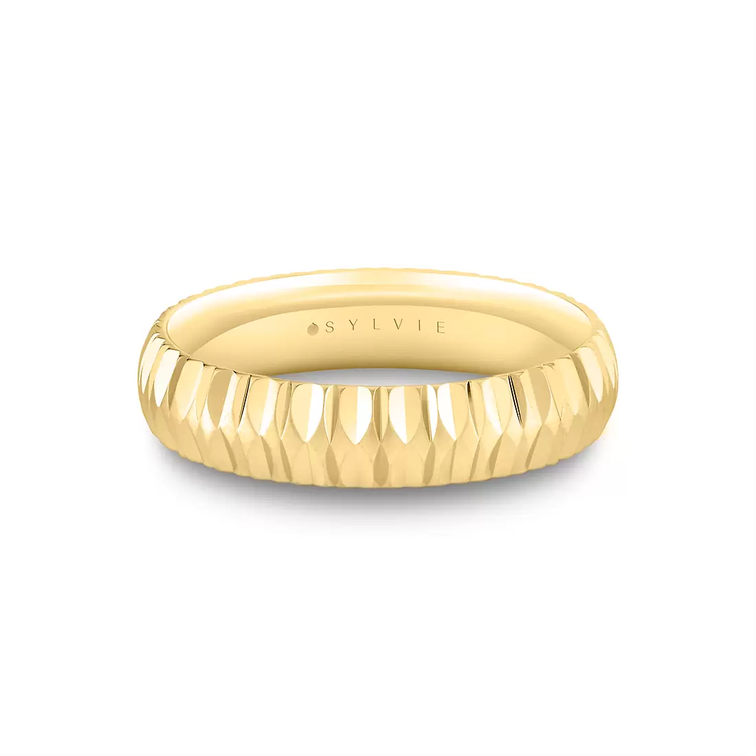 White Gold Heritage Textured Men's Band - Callum