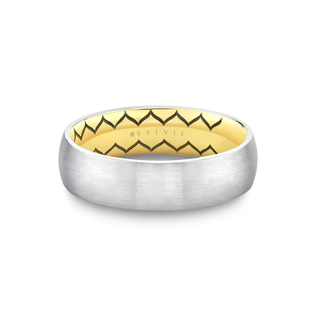 White Gold/Yellow Gold Shell Ascend Two Tone Brushed Men's Band - Noel
