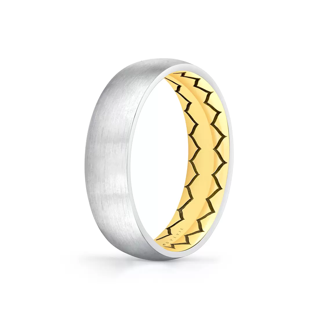 White Gold/Yellow Gold Shell Ascend Two Tone Brushed Men's Band - Noel