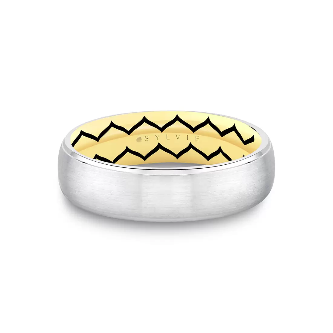 White Gold/Yellow Gold Shell Ascend Two Tone Brushed Men's Band - Oliver