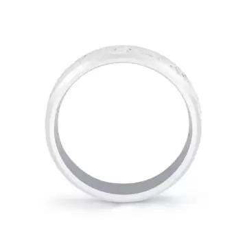 White Gold Shell Ascend Hammered Diamond Men’s Band - Nicolas