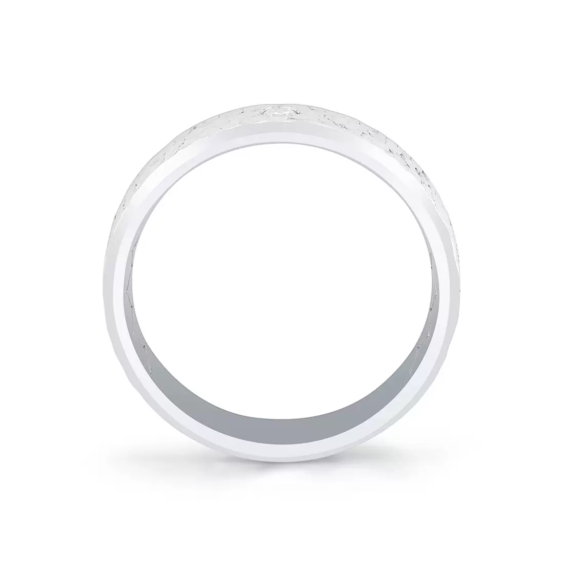 White Gold Shell Ascend Hammered Diamond Men's Band - Nicolas