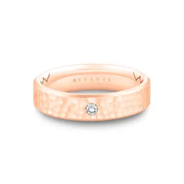 White Gold Shell Ascend Hammered Diamond Men’s Band - Nicolas
