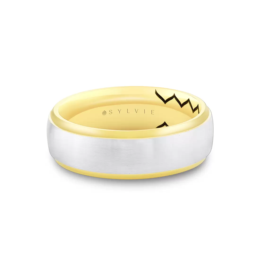 White Gold/Yellow Gold Shell Ascend Two Tone Brushed Men's Band - Parker