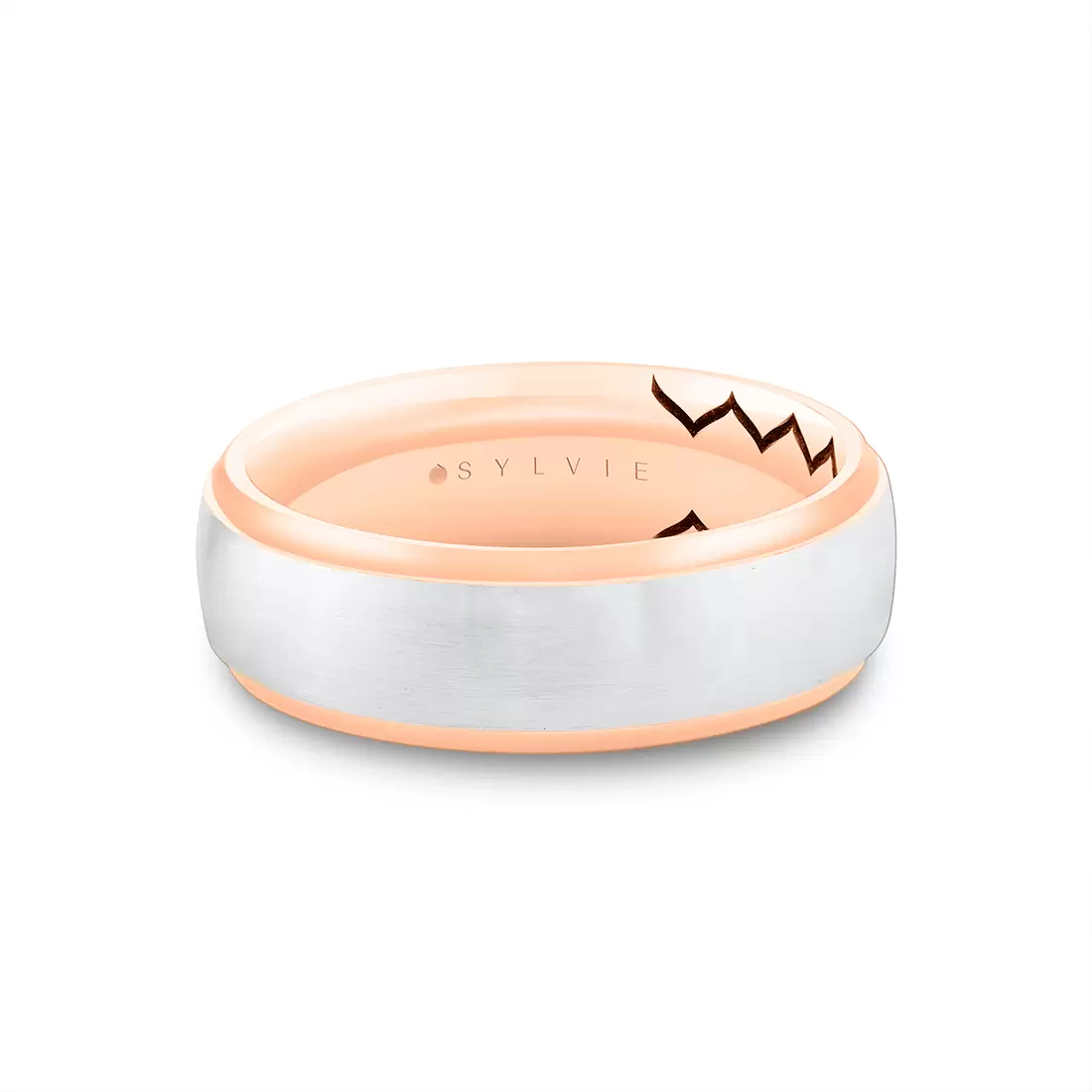 White Gold/Yellow Gold Shell Ascend Two Tone Brushed Men's Band - Parker