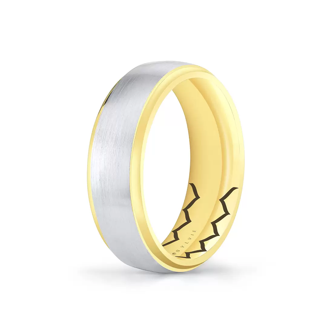 White Gold/Yellow Gold Shell Ascend Two Tone Brushed Men's Band - Parker